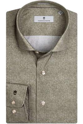 Thomas Maine Heren Overhemd Groen Micro All-over Print Kent Tailored Fit