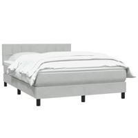 Boxspring met matras fluweel lichtgrijs 160x220 cm - thumbnail
