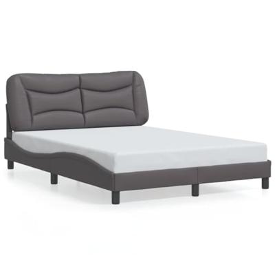 Bedframe met hoofdbord kunstleer grijs 120x200 cm