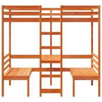Hoogslaper met bureau en stoelen grenenhout wasbruin 90x190 cm - thumbnail
