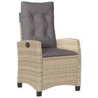 Tuinstoelen 2 st verstelbaar kussens poly rattan gemengd beige - thumbnail