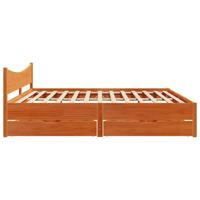 Bedframe met lades massief grenenhout wasbruin 200x200 cm - thumbnail