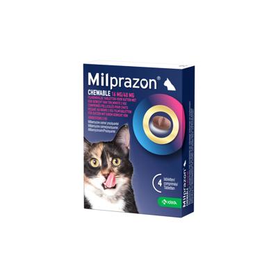 Milprazon Chewable 16 mg / 40 mg grote kat 4 tabletten Milprazon Chewable 16 mg / 40 mg grote kat 4 tabletten