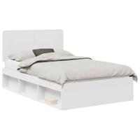 Bedframe met hoofdeinde Wit 135 x 190 cm Massief grenenhout - thumbnail