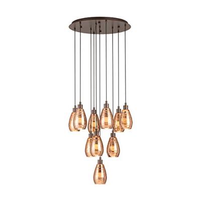 Stars of Light Design videlampSiracusa 10-lichts bruin met koperglas - 39509