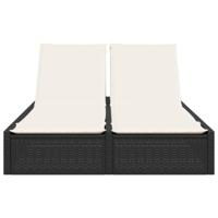 Ligbed 2-persoons met kussens poly rattan zwart - thumbnail