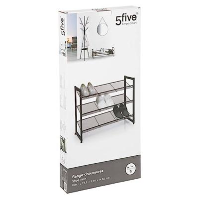 5Five Schoenenrek - 9 paar schoenen - zwart - metaal - 72 x 62 cm