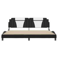 Bedframe "Viana" zonder matras kunstleer zwart en wit 200x200 cm - thumbnail