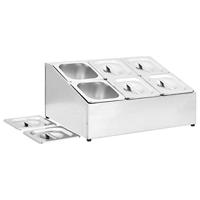VidaXL Gastronormbakkenhouder met 6 gn 1/6 bakken roestvrij staal - thumbnail