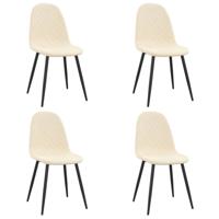 Eetkamerstoelen 4 st fluweel crmewit - thumbnail