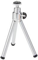 Hama Mini-statief voor mobiele telefoon, camera of actiecamera, met 3D-kogelkop, stabiel, van metaal, zilver - thumbnail