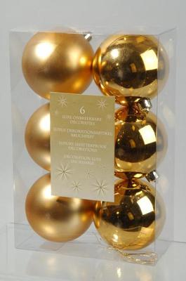 6 kerstballen licht goud 80 mm - Ksd