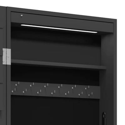 Sieradenkast met spiegel en LED wandgemonteerd zwart