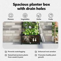 VidaXL Tuin bloempot zwart 40 x 40 x 125,5 cm staal - thumbnail