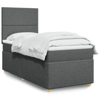 Boxspring met matras stof donkergrijs 90x200 cm - thumbnail