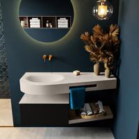 MONDIAZ RIVA 120cm badmeubel onderkast / planchet kleur Urban met 1 lade. Wastafel DULCET links 0 kraangaten kleur Linen. - thumbnail