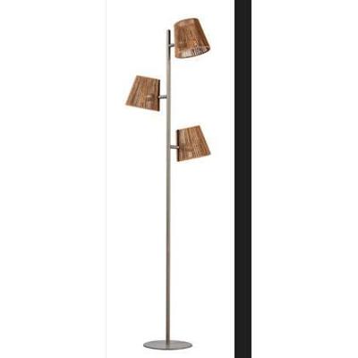 ETH 3-lichts vloerlampDaan bruin met rotan - 05-VL8010-02