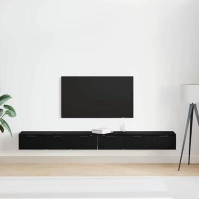 Wandkast 2 pcs Zwart eiken 102 x 30 x 20 cm Bewerkt hout