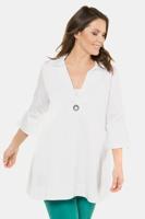 Ulla Popken Tuniek, A-lijn, overhemdkraag, naadzakken, 3/4 mouwen - Grote Maten - thumbnail