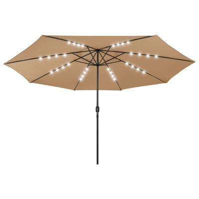 VidaXL Parasol met led-verlichting 400 cm taupe