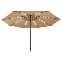 VidaXL Parasol met led-verlichting 400 cm taupe - thumbnail