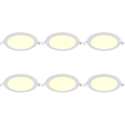 LED Downlight Inbouwspot Dimbaar 6 Stuks - Brinton Thin - 12W 1120lm 120° Bundelhoek - Warm Wit 3000K - IP40 - Rond - Wit - Ø170mm Buitenmaat - Ø150mm Zaagmaat