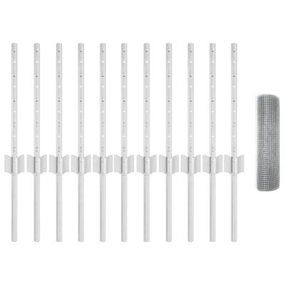 VidaXL Hek met paal zilver 0,4 x 25 m staal