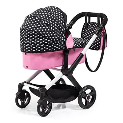 Poppenwagen XEO - zwart/roze