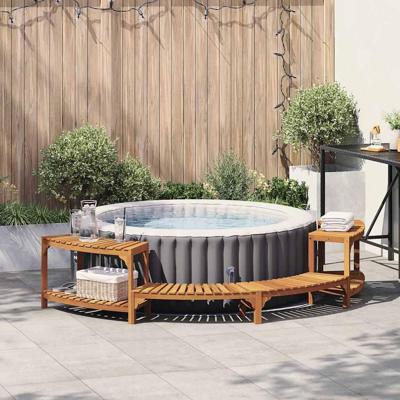 VidaXL Hottub omgeving half-rond bruin 272 x 120 x 55,5 cm