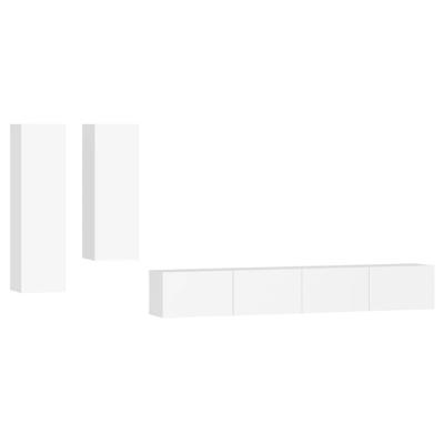 4-delige Tv-meubelset bewerkt hout wit