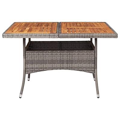 Tuintafel poly rattan en massief acaciahout zwart