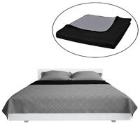 VidaXL Bedsprei gewatteerd dubbelzijdig 170x210 cm zwart/grijs - thumbnail