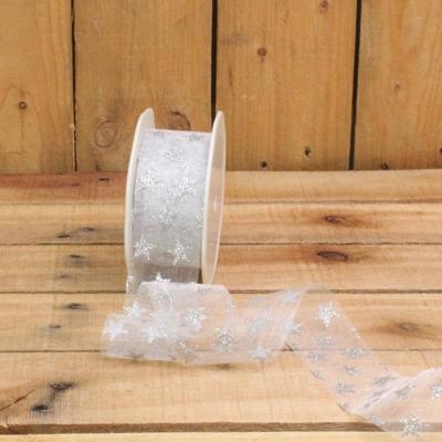 Bonbon doosjes - Chocolade doosje - Lint Ster zilver voile - 1 stuks