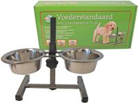 H-model standaard inclusief RVS bakken 17 cm hamerslag Eet-en-drinkbakken-hond Gebr. de Boon - Gebr de boon - thumbnail