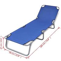 Ligbed inklapbaar gepoedercoat staal blauw - thumbnail