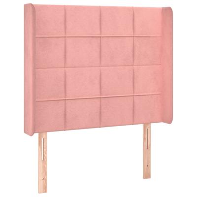 Hoofdbord met randen 93x16x118/128 cm fluweel roze