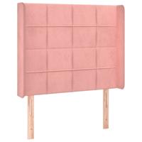 Hoofdbord met randen 93x16x118/128 cm fluweel roze - thumbnail