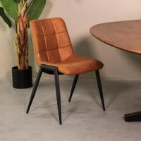 LABEL51 Eetkamerstoel Noor - Cognac - Micro Suede - Zwart Metalen Frame - thumbnail