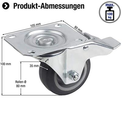 Metafranc Zwenkwiel Transport 80Mm Gr Vastz.W - WU0803420
