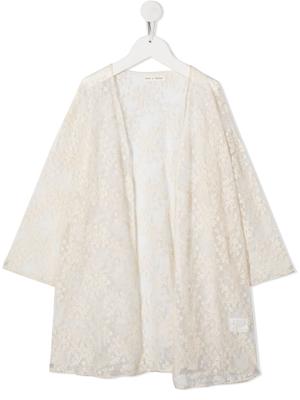 Zhoe & Tobiah lace open-front jacket - NEUTRALS