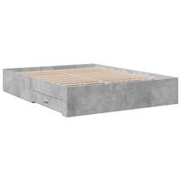 Bedframe met lades bewerkt hout betongrijs 160x200 cm - thumbnail