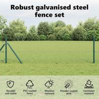 VidaXL Afrasteringspaal groen 25 x 0,4 m (25 mm gaas) staal en pvc - thumbnail