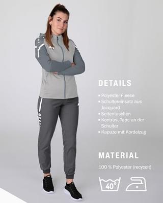 JAKO 6822D Jas Met Kap Performance Dames - Zachtgrijs/Steengrijs - 42