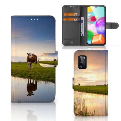 Samsung Galaxy A41 | Telefoonhoesje | Met pasjeshouder | Koe