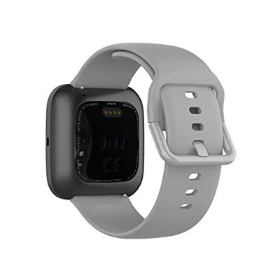 Fitbit Versa 1 / 2 & Lite siliconen sportbandje met gespsluiting - Grijs - Maat: Large Fitbit Versa 1 / 2 & Lite siliconen sportbandje met gespsluiting - Grijs - Maat: Large