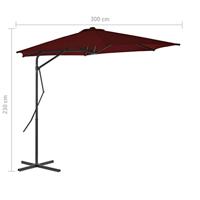 Parasol met stalen paal 300x230 cm bordeauxrood - thumbnail