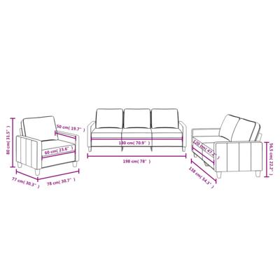 3-delige Loungeset met kussens stof taupe
