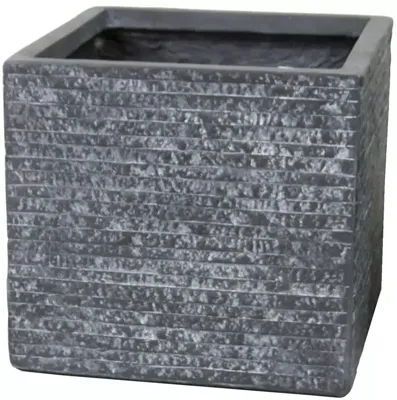 Mega Collections Plantenbak Utah Kubus Clayfibre - L55 x B55 x H46 cm - Grafiet