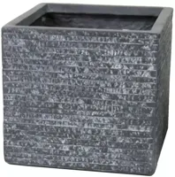 Mega Collections Plantenbak Utah Kubus Clayfibre - L55 x B55 x H46 cm - Grafiet - thumbnail