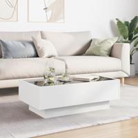 Salontafel met LED 90x50x30 cm bewerkt hout wit - thumbnail